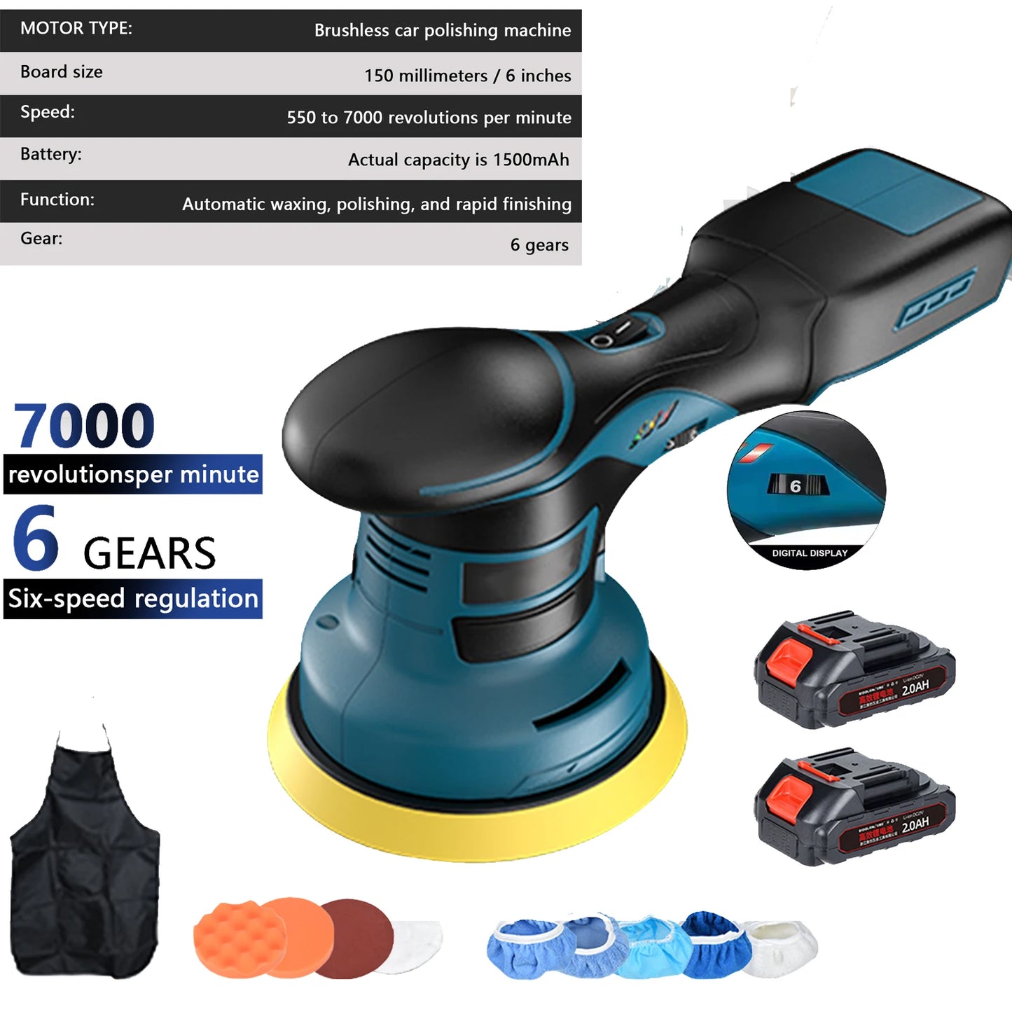 Elektrische Poetsmachine – Accu Polisher met 6 Snelheden