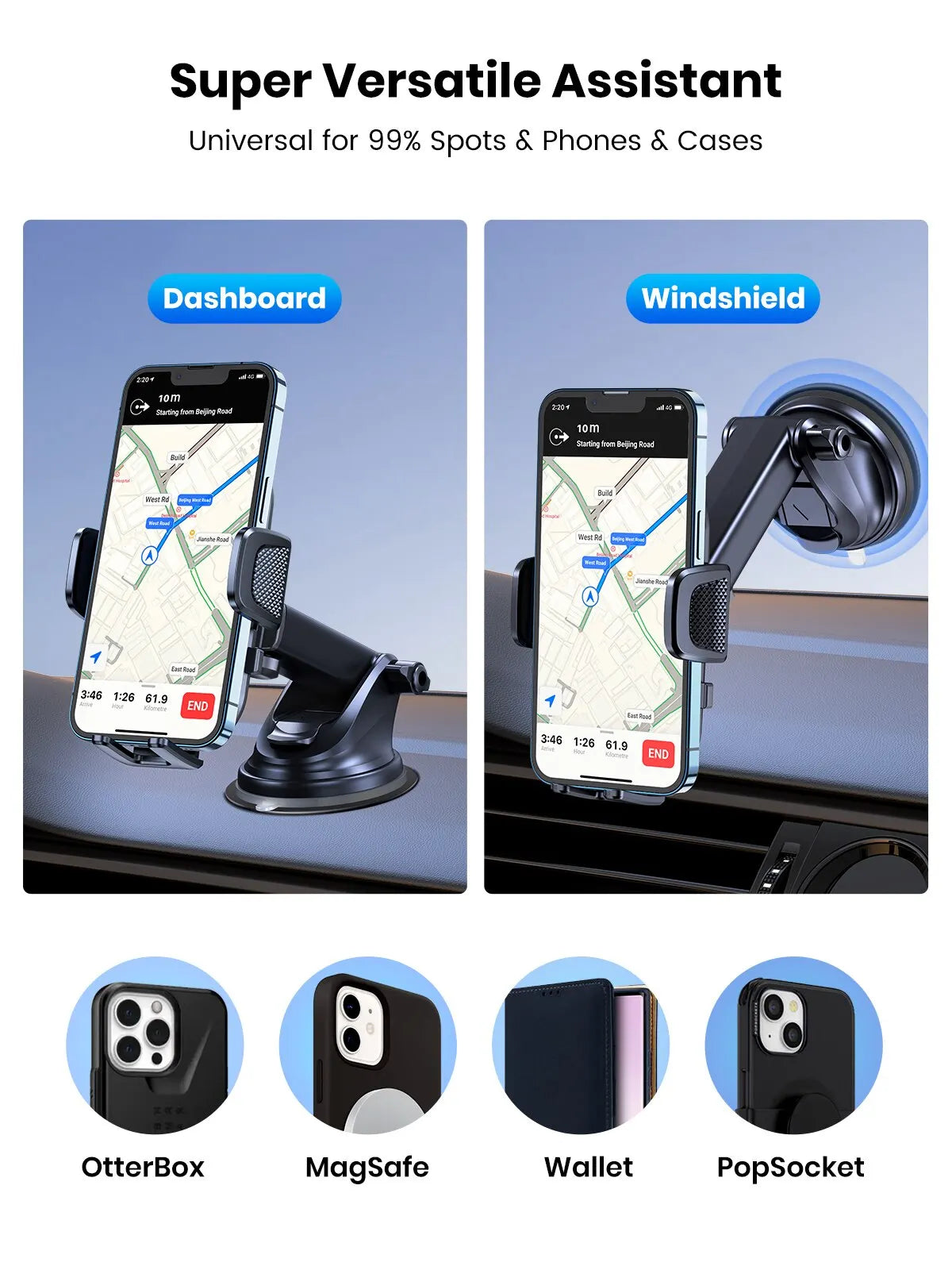 Telefoonhouder Auto – Gravity Houder voor Dashboard, Voorruit en Ventilatierooster