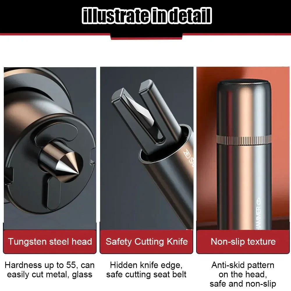 Auto Veiligheidshamer – 2-in-1 Noodgereedschap