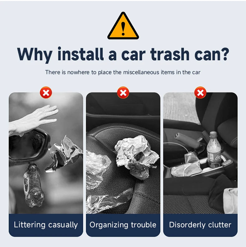 Auto Prullenbak – Ophangbare Afvalbak met Drukdeksel