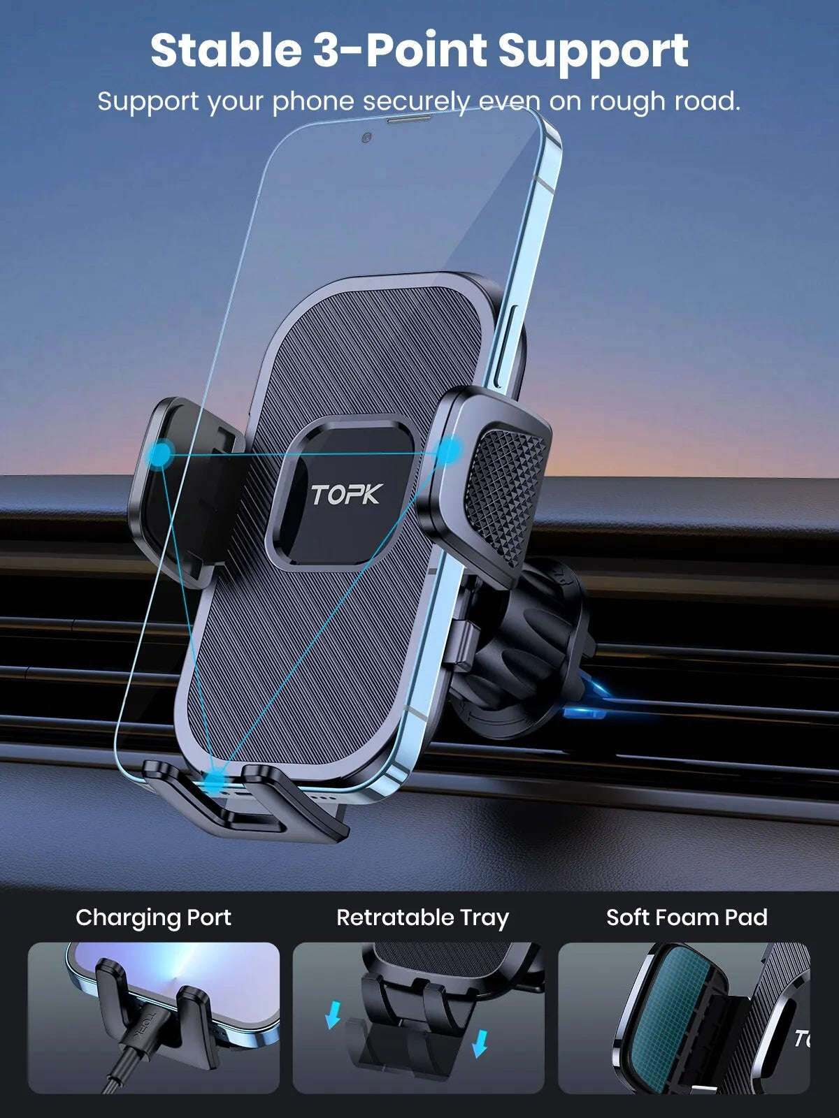 Telefoonhouder Auto – Gravity Houder voor Dashboard, Voorruit en Ventilatierooster