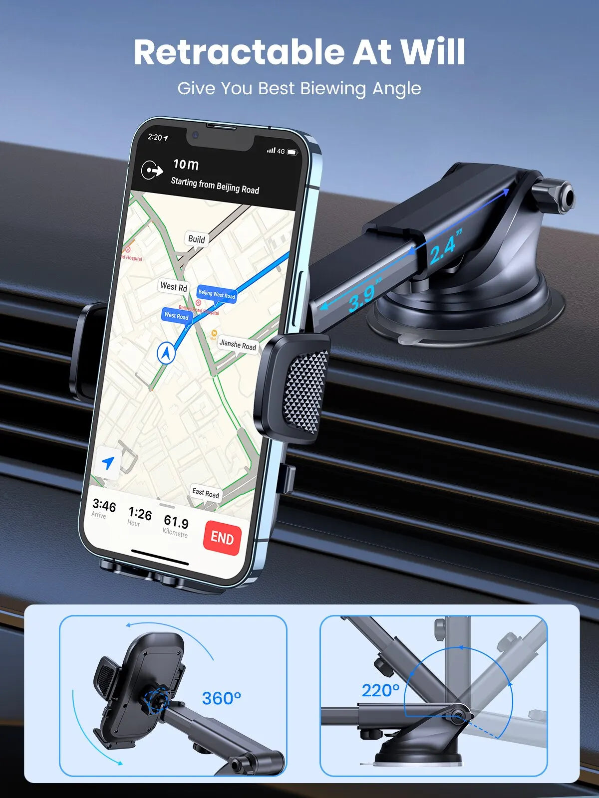 Telefoonhouder Auto – Gravity Houder voor Dashboard, Voorruit en Ventilatierooster
